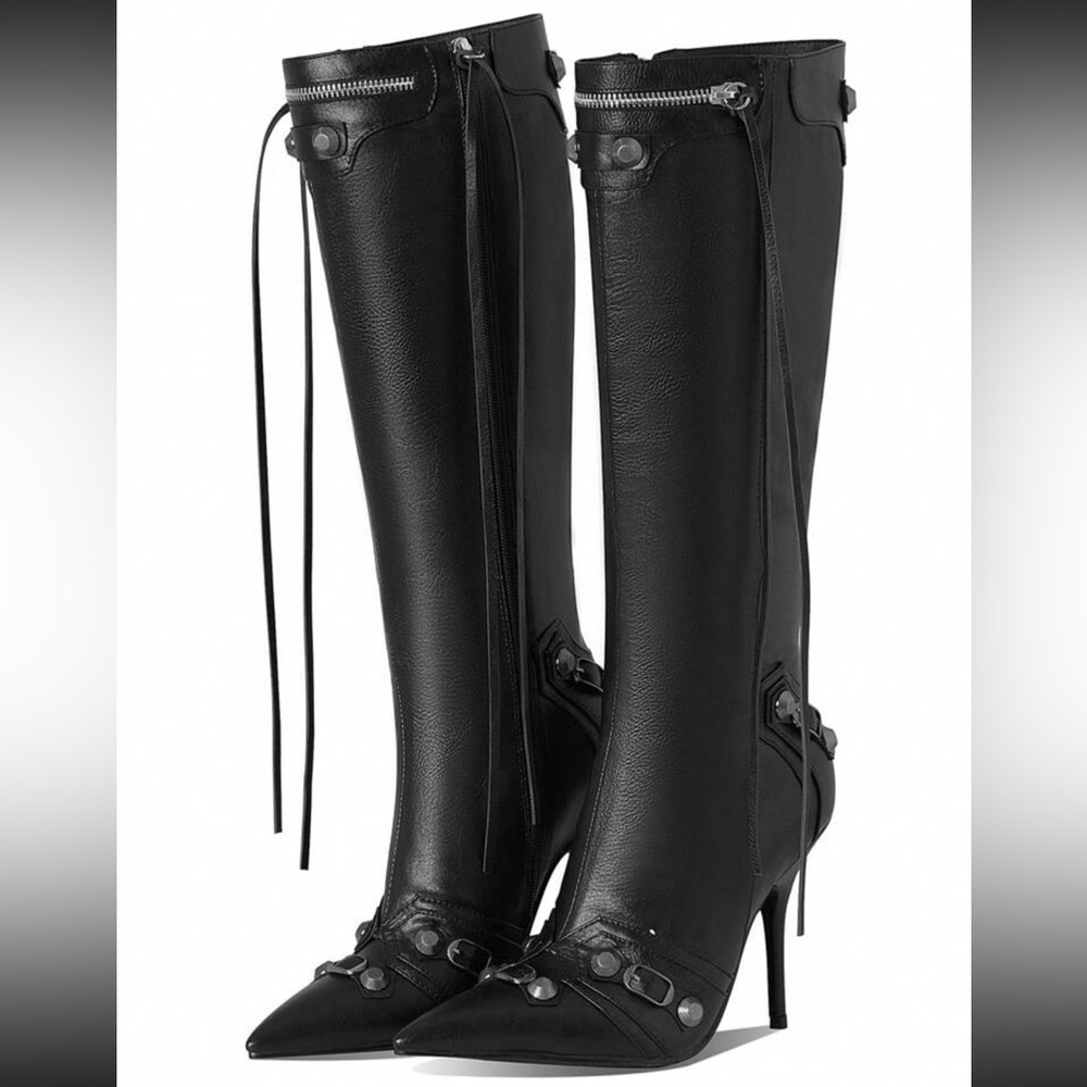 Black Knee-High Leather Boots